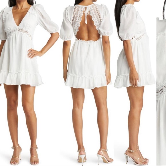 Lulus Dresses & Skirts - Lulus Daylight Darling Lace Trim Dress White Size Small
